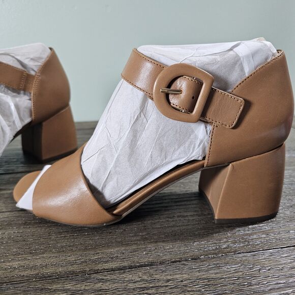 Vionic Chardonnay Block Heel Sandal Camel Brown Leather Womens 10 Wide - Picture 5 of 13
